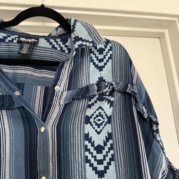 Wrangler Retro large Coastal Cowgirl Aztec Southwestern Cotton Snap button shirt - Picture 8 of 16